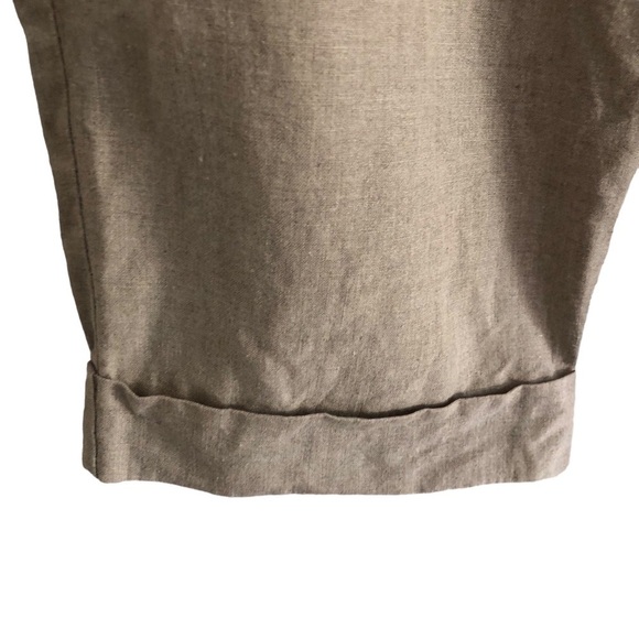 Eileen Fisher Cropped Pants Organic Linen Tan Large - Picture 8 of 12
